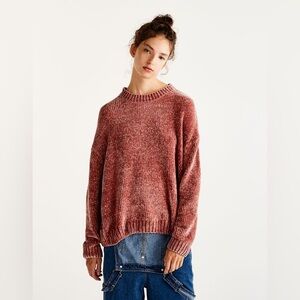 Pull&Bear Women's Textured Knit Sweater - Rust